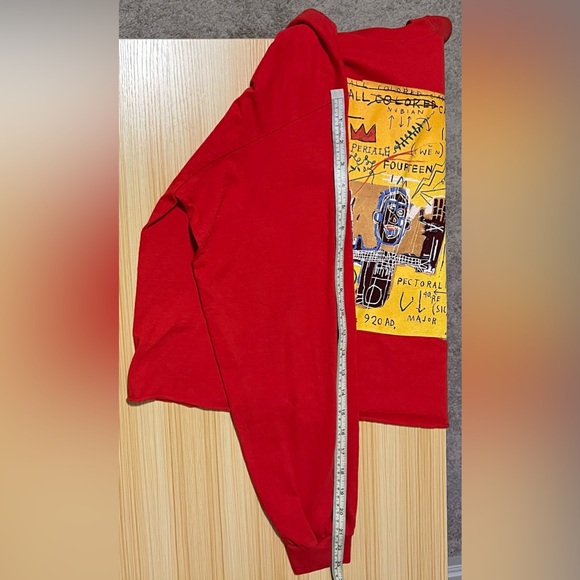 Jean-Michel Basquiat Graphic Long Sleeve Red Sweatshirt Goodie Two Sleeves M/L - Picture 9 of 12